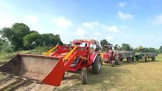 Mahindra Arjun Novo 605 Backhoe Loader Attachment Loading Red Mud Mahindra 575 and John Deere 4Wd [upl. by Gonroff]