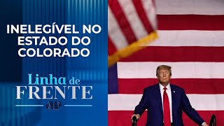 Justiça tira Donald Trump das eleições primárias de 2024 nos EUA  LINHA DE FRENTE [upl. by Litt]