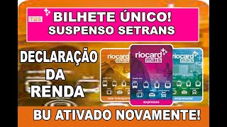 BILHETE ÚNICO ATIVADO NOVAMENTE BILHETE ÚNICO ESTAVA SUSPENSO PELA SETRANS [upl. by Marsh]