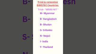 Trick to remember BIMSTEC Countries tricks [upl. by Rosalba]