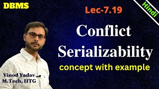 L719  Conflict Serializability  Precedence Graph  Conflict equivalent schedules  DBMS [upl. by Behlke]