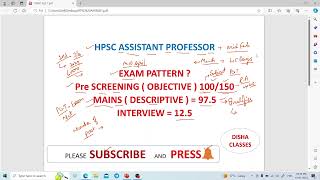 HPSC ASSISTANT PROFESSOR NEW VACANCY 2024 SYLLABUS EXAM PATTERN hpscassistantprofessor hpsc exam [upl. by Carnay]