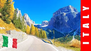 Driving in Italy Dolomites Passo Sella Passo Gardena [upl. by Haiel]