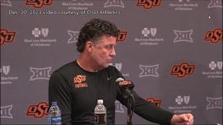 Oklahoma States Mike Gundy talks Texas Bowl prep Switching focus from recruiting Ollie Gordons [upl. by Rola]