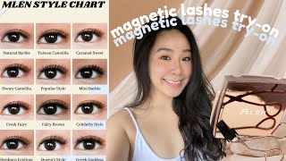 Mlen Magnetic Lashes Tryon  12 Different Lash Styles With CloseUps [upl. by Ricketts]