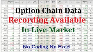 Option Chain Data Recording in Live Market  No Excel  No Coding [upl. by Colvin]