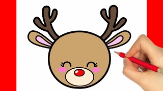 HOW TO DRAW A CHRISTMAS REINDEER  CHRISTMAS DRAWINGS [upl. by Aititel588]