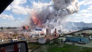 Dramatic video shows fireworks explosion at market in Tultepec Mexico [upl. by Alleusnoc727]