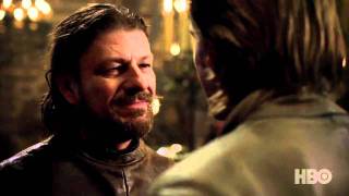 HBOs quotA Game of Thronesquot Ned and Jaime meet — TheOneRingnet [upl. by Arahs810]