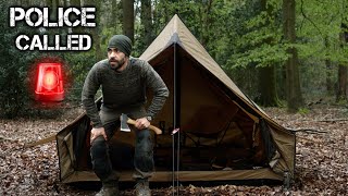 Camping in Cabin Tent  POLICE CALLED [upl. by Rapsac]