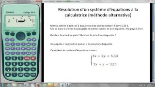 Résolution dun système déquations à laide de la calculatrice CASIO [upl. by Refitsirhc707]