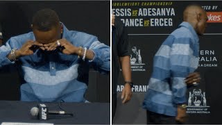 ISRAEL ADESANYA TEARS UP AND STORMS OFF STAGE AT THE UFC 305 PRESS CONFERENCE [upl. by Rhody335]