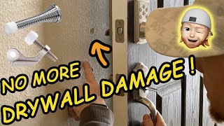 How to Install Spring Door Stop amp Hinge Door Stop Protect Your Walls From Door Knob Damage [upl. by Kowtko]