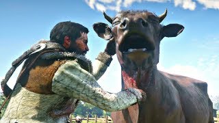 Red Dead Redemption 2  Beating Up Cows amp Horses Hate Sheep [upl. by Glory]