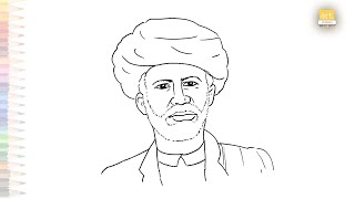 Jyotirao Phule face drawing easy  Portrait sketches  How to draw Jyotirao Phule simply artjanag [upl. by Reerg349]