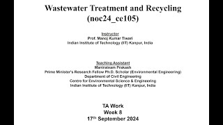 Wastewater Treatment And Recycling week 8 [upl. by Amsirhc]