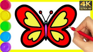 How to draw Colour Butterfly drawing step by step drawing for beginners to HD videos By Arya Art [upl. by Ecyar362]