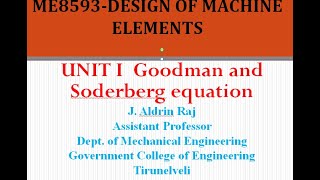 DME Unit I Soderberg and Goodman Equation [upl. by Yojenitsirk]