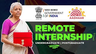 Government Online Internship  UIDAI Aadhar Internship 2024  Remote Internship For College Student [upl. by Beisel]