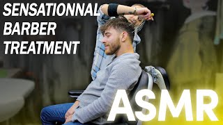 AMAZING ASMR TREATMENT  Handsome Customer Got ASMR Haircut and ASMR HEAD MASSAGE [upl. by Mab473]