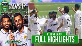 Full Highlights  Pakistan vs Bangladesh  1st Test DAY 3 Highlights  Pcb  Muhammad Waqas [upl. by Orofselet]