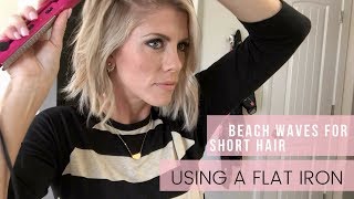 Easy  Fast Beach Waves for short Hair  Using a Flat Iron [upl. by Adaminah12]