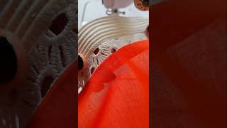 Sewing Tips And Tricks Making Sleeves Design Using White Thick Thread Lace And Orange Fabric Shorts [upl. by Tawney]