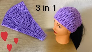 How to crochet 3 in 1 ear warmer  neck warmer  headband [upl. by Anoli]