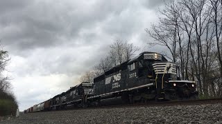 NS SD402 3372 leads NS H68 at Blandon Pennsylvania  41919 [upl. by Letnahs]