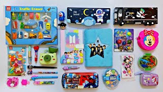 New Collection of Stationery BTS Diary Pencil Box Character Eraser Magic Pen Sharpners snacks [upl. by Atinod]