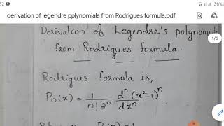 3Legendres polynomial from Rodrigues formula [upl. by Yhtimit]