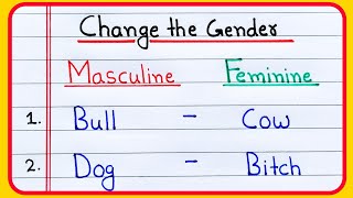 20 Masculine and Feminine words  20 Gender name  Change the gender in English [upl. by Ayanat639]