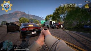 NO COMMENTARY GTA V LSPDFR  STOLEN MONEY TRUCK FATALLY SHOOTOUT MULTIPLE OFFICERS DOWN  CHP [upl. by Ausoj777]