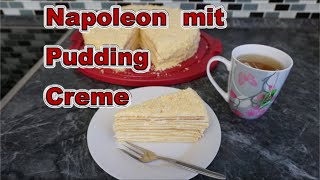 Napoleon Torte mit Pudding Creme Super lecker [upl. by Olrac]