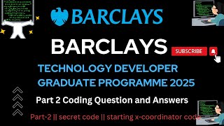 Barclays Online Assessment Questions and Answers Part 2  Secret Code  Starting XCordinator Code [upl. by Anyahs]