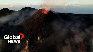 Mount Etna eruption Explosions of lava from new active crater puts on spectacular show [upl. by Pitchford]