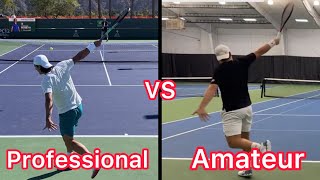 Pro vs Amateur One Handed Backhand Comparison Tennis Technique Explained [upl. by Onig]