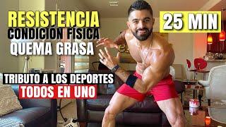 Rutina Hiit para Mejorar Condición Física y Quemar Grasa 25 Min Ejercicios de Resistencia [upl. by Birkner]