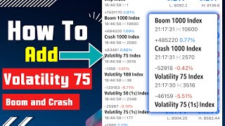 How To FindAdd Volatility 75 Volatility 100 Volatility 75s Index Boom And Crash amp more MT5 App [upl. by Burney]