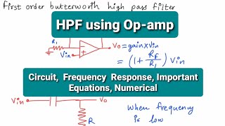 First Order Butterworth High Pass Filter  HPF USING OPAMP  Hindi [upl. by Eskil]