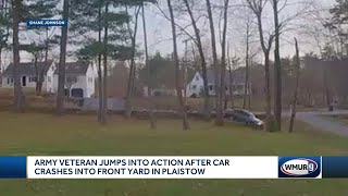 Army veterans jumps into action after car crashes into Plaistow yard [upl. by Neri]