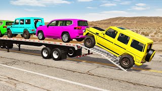 Flatbed Truck Mcqueen  Transportation with Truck  Pothole vs Car 193  BeamNGDrive [upl. by Cosmo756]