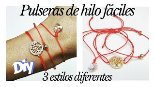 💜3 PULSERAS de hilo FÁCILES  PULSERAS de hilo ROJO DIFERENTES 2020 [upl. by Pomeroy202]