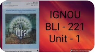 BLI 221 NOTES  UNIT 1  Ignou blis notes Ignou [upl. by Guglielma]