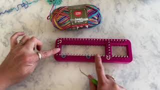 Kitchner CastOn How to wrap rectangular knitting loom for a toeup sock [upl. by Nelda702]