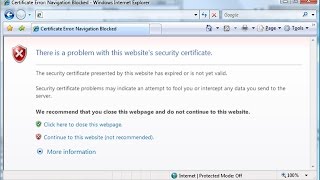 How to Remove Security Certificate error on Internet Explore and Google Chrome [upl. by Sparhawk]