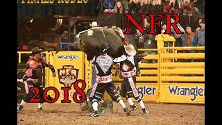 NFR BullRiding 2018 Rides Wrecks and Saves [upl. by Mettah]