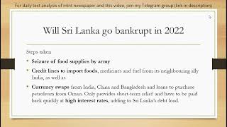 Will Sri Lanka Go Bankrupt in 2022 [upl. by Mcroberts]