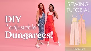 DIY adjustable DUNGAREES ☆ sewing tutorial  pattern [upl. by Jessalyn]