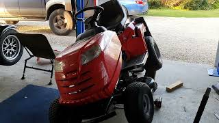 Changing drive belt on mountfield  stiga  castle garden lawn tractor 143014361530 [upl. by Adnalra]